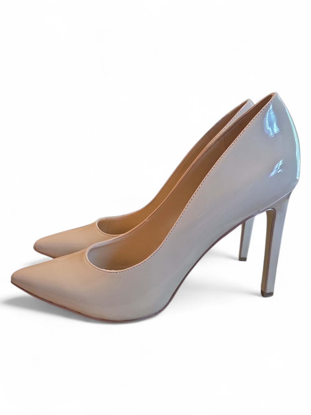 Nine West Tatiana Nude Patent Leather Pointed-Toe Stiletto Pump Size 10 - Picture 4 of 9
